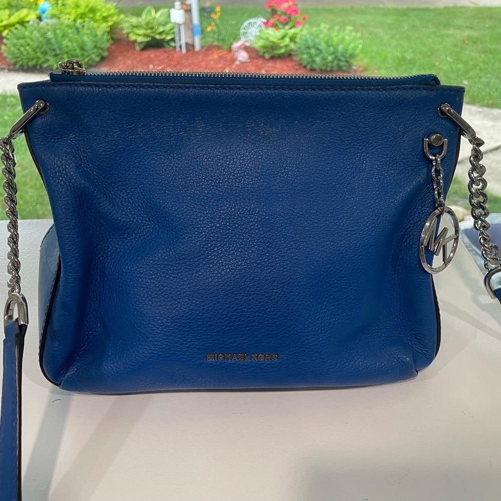 Michael Kors Pebbled Leather Bag | Cobalt Blue Zip Purse